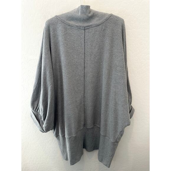 FREE PEOPLE BEACH Gray Open Front Cardigan Slouchy Balloon Sleeve Sweater Small - Picture 5 of 6